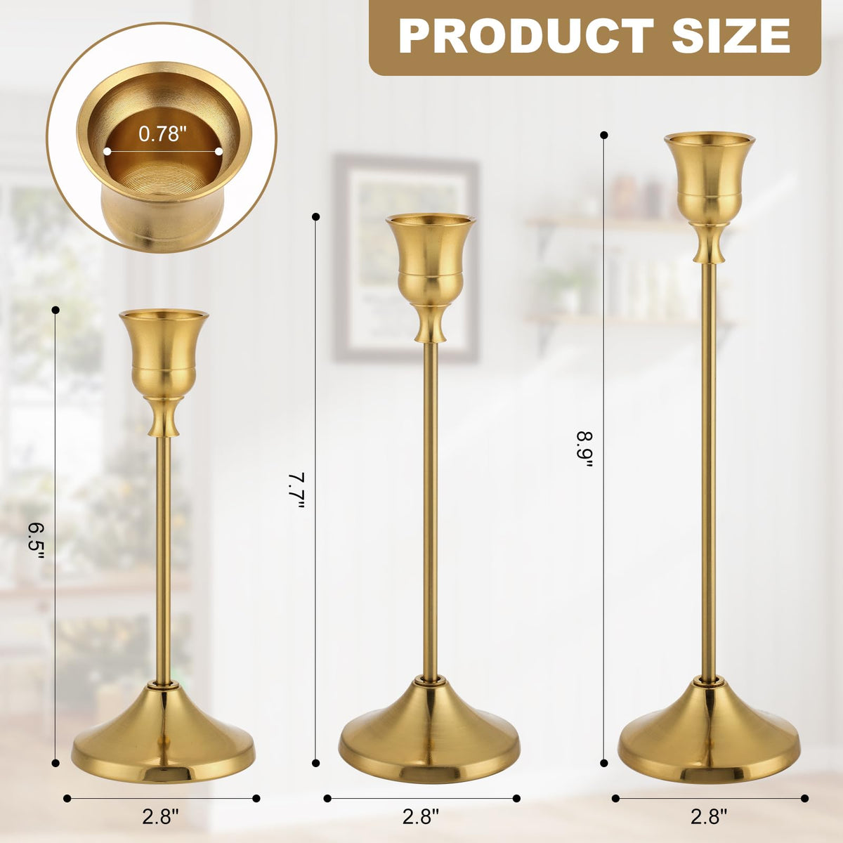 Candlestick Holders, 24PCS Metal Taper Candle Holder, Brass for Candlesticks, Candle Holder for Wedding Fireplace