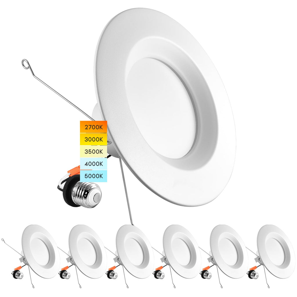 5/6 Inch LED Recessed Retrofit Downlight, 14W=90W, 1100 LM (6 Pack)