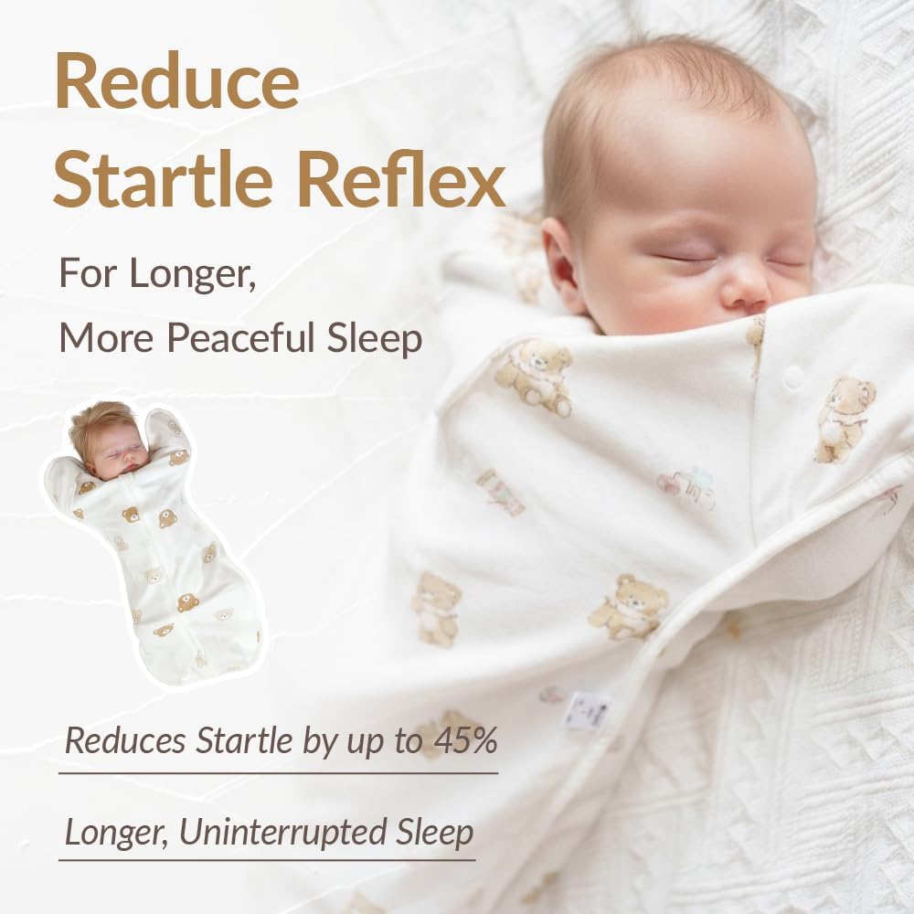 Newborn Swaddle Sack, IHDI Certified, Calms Startle Reflex, 100% Cotton Wearable Blanket, Newborn Essentials