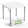 3 ft Square Folding Card Table, Portable Folding Table with Carrying Handle, Heavy Duty 400 lbs Capacity, Ideal for