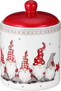 Gnome Cookie Jar 5 X 7 Inch Christmas Cookie Jars with Lids Ceramic Gnome Canister Tabletop Candy Dish Airtight Food