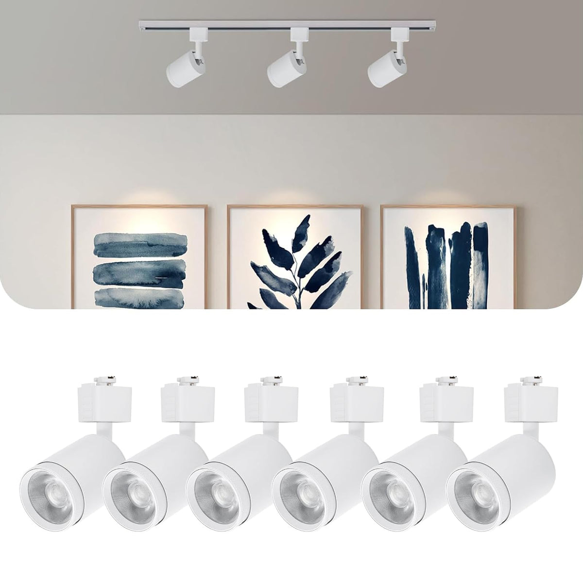 10W LED Black Track Lighting Heads, J Type Track Lighting Rail Ceiling Spotlight for Accent Task Wall Art Exhibition