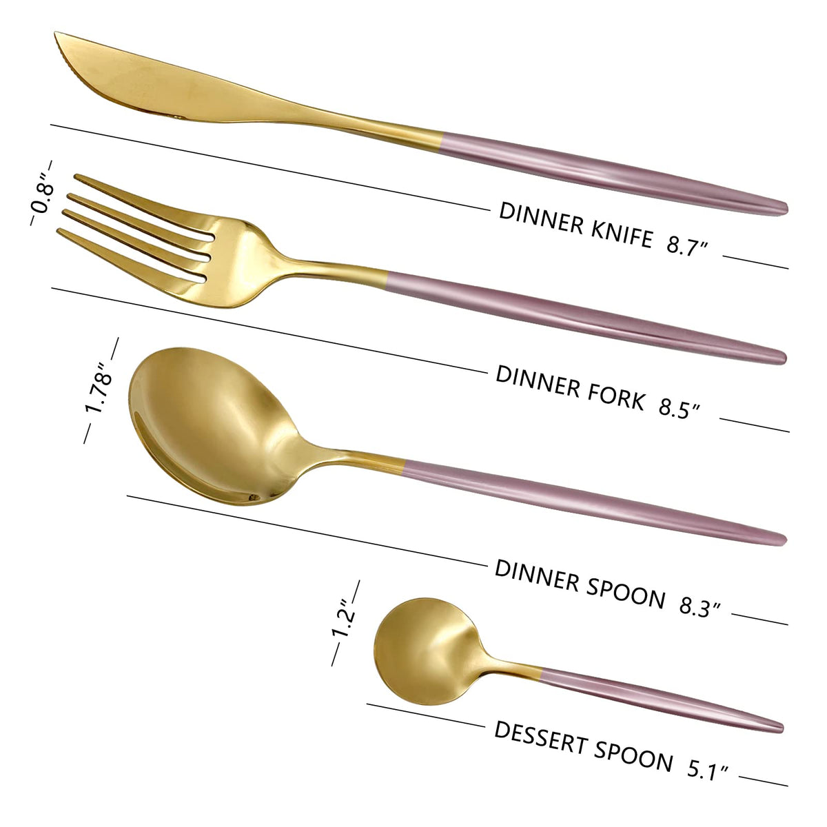 24-Piece Gold and Pink Flatware Set, Stainless Steel Cutlery Set for 6, Includes Knives, Forks, Spoons, Modern Home