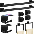 10-Piece Matte Black Bathroom Hardware Accessories Set | 24 inch Towel Bar, Stainless Steel Towel Racks , Bath Towel