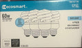 A19 Spiral Non-Dimmable E26 Base Compact Fluorescent CFL Light Bulb, Daylight 5000K (4-Pack)
