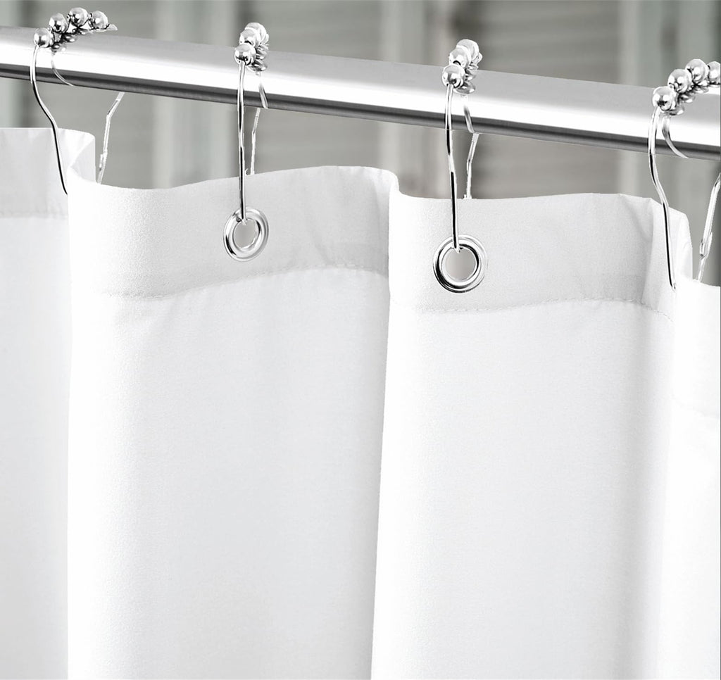 Extra Long Fabric Shower Curtain Liner with 6 Magnets, 72W x 86L, Waterproof & Hotel Quality Shower Liner, Soft Cloth