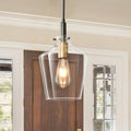 Modern Glass Pendant Lighting for Kitchen Island, Farmhouse Black and Gold Pendant Light Fixtures 1 Pack, Adjustable