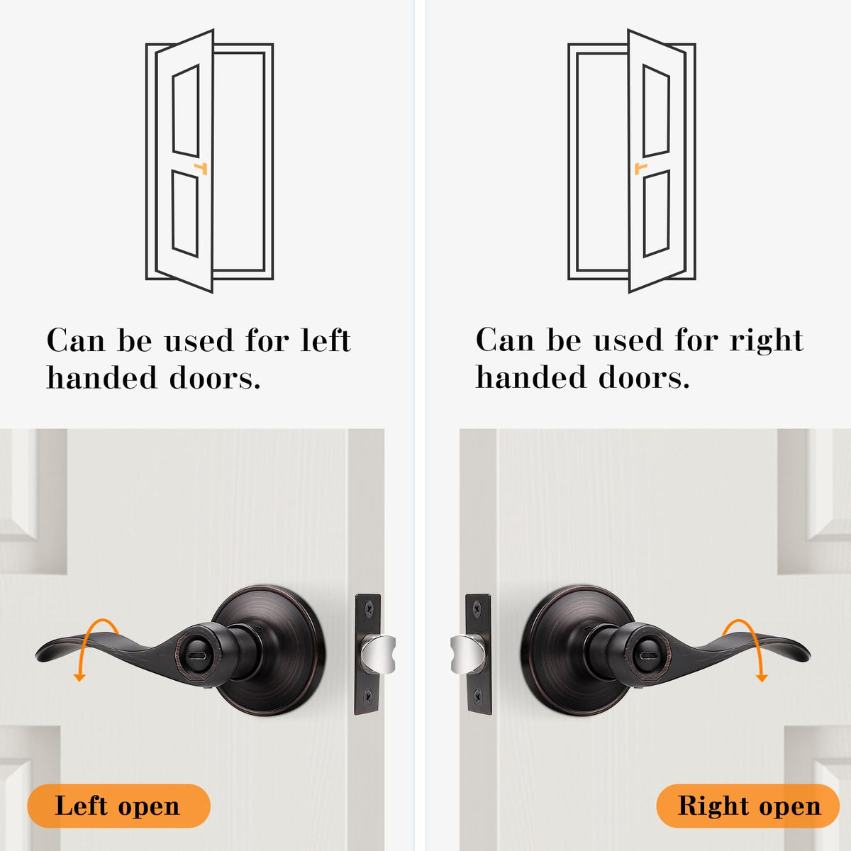 Wave Style Privacy Door Handles Interior Oil Rubbed Bronze Door Lever Lock Keyless Door Lockset Reversible Door