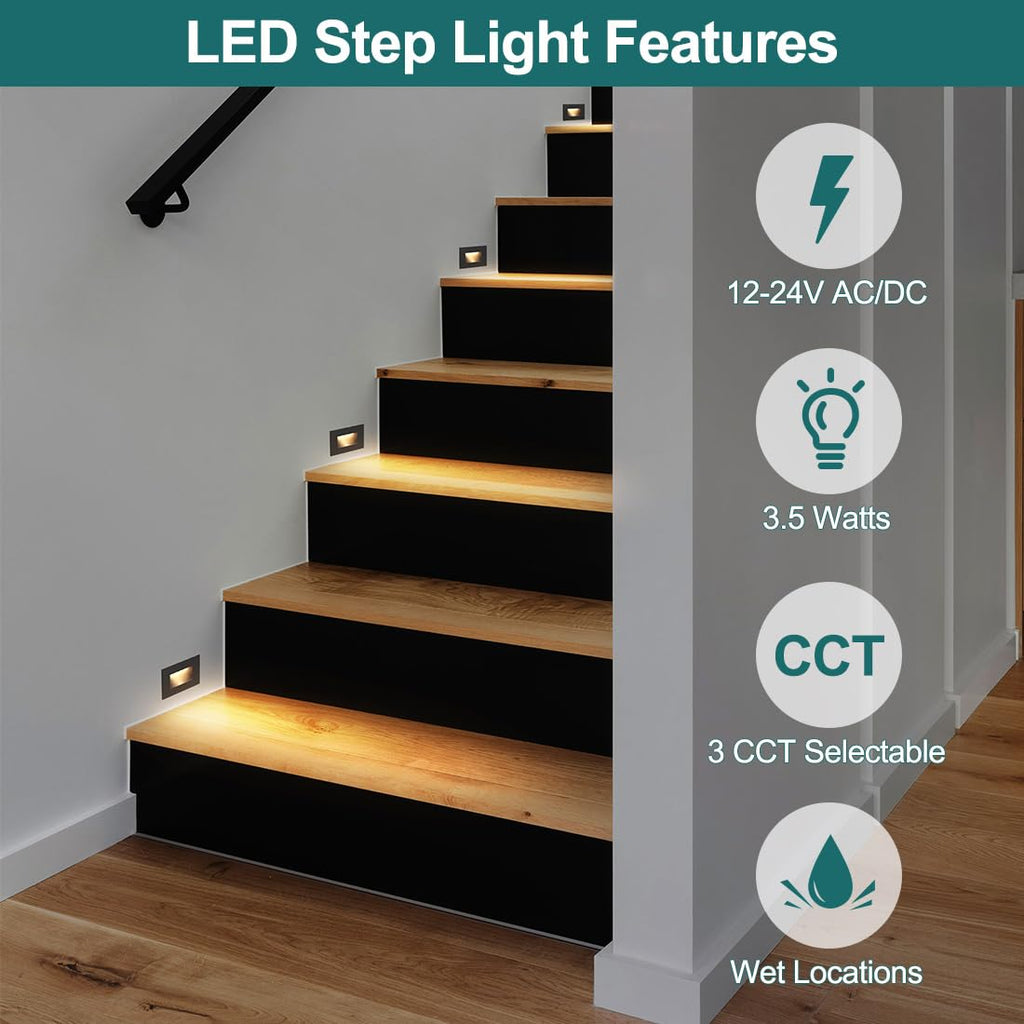 AC/DC Low-Voltage LED Step Lights, 3CCT, 4-Pack
