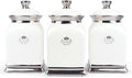 OZ Cookie Jar, White Kitchen Canisters, Farmhouse Porcelain Decorative Jars for Countertop, Ceramic - Set of 3