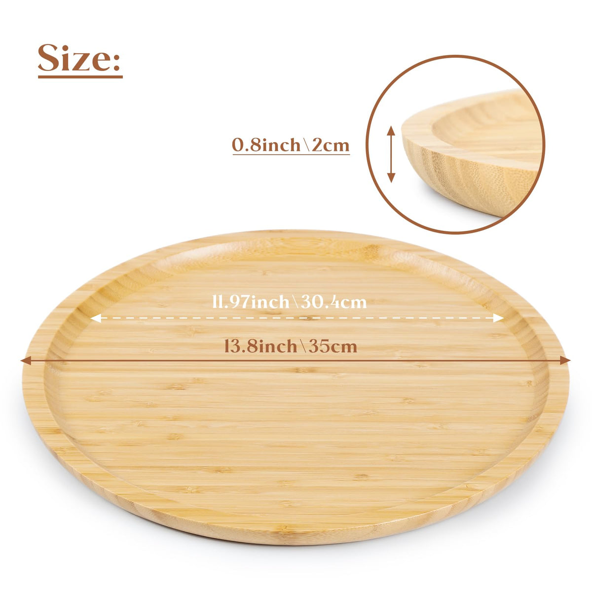 Bamboo Serving Platter, Round Wood Tray, Wooden Serving Tray, Fruit, Bread, Salad Plate, Round Wood Charcuterie Board