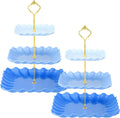 Scalloped Cupcake Stand Dessert Plates Plastic Square Tiered Serving Stand Display Tower for Wedding, Birthday - Set of 2