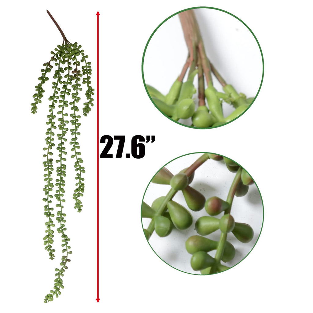 3 Pcs String of Pearls Plant Artificial Hanging Succulents Plants Garden Decor (Pots Not Included)