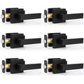 6 Pack Door Handles Matte Black - Passage Door Knobs Interior Square Door Levers, Heavy Duty Non-Locking Leversets