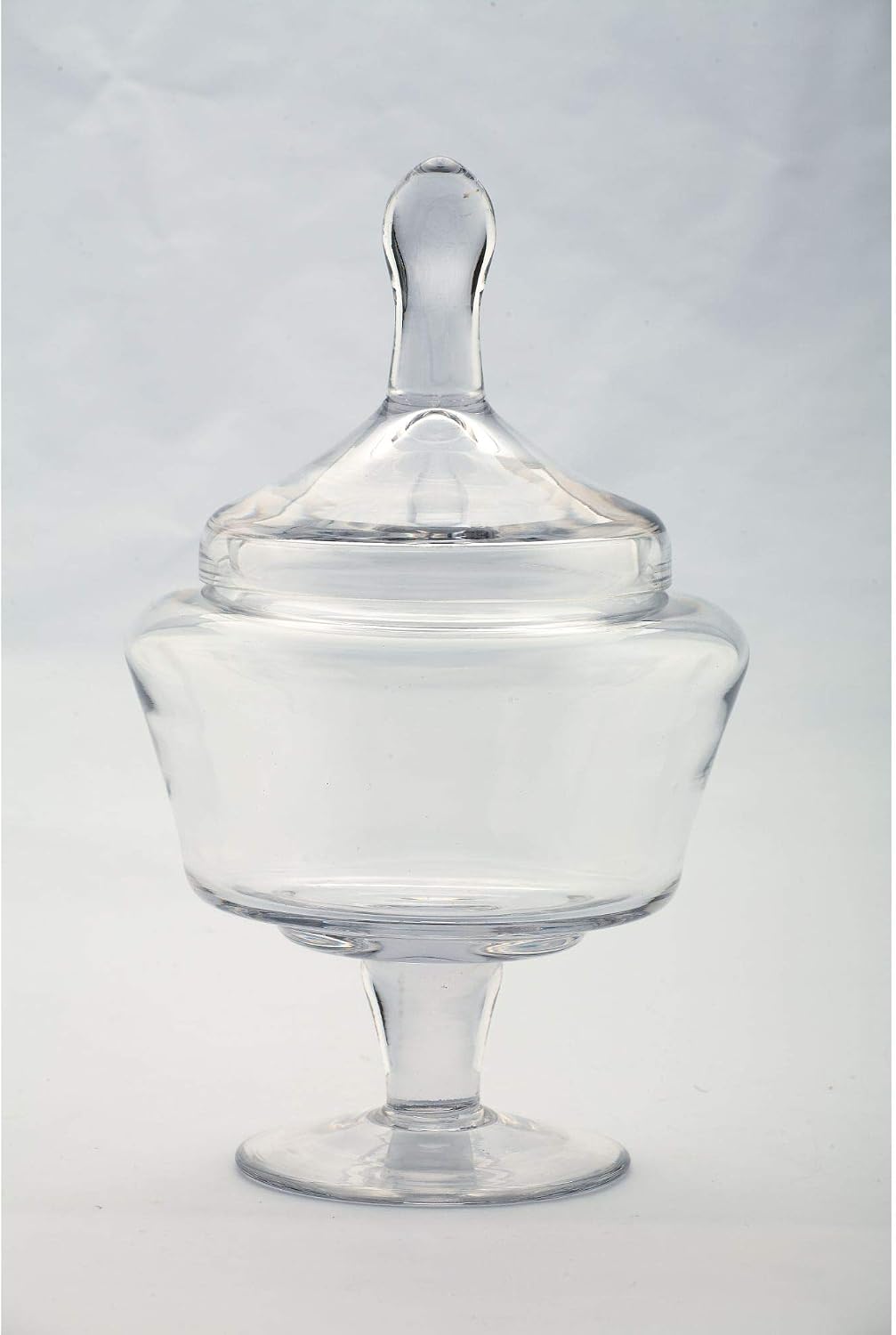 Handblown Glass Apothecary Jar with Finial Lid - 11" - Clear