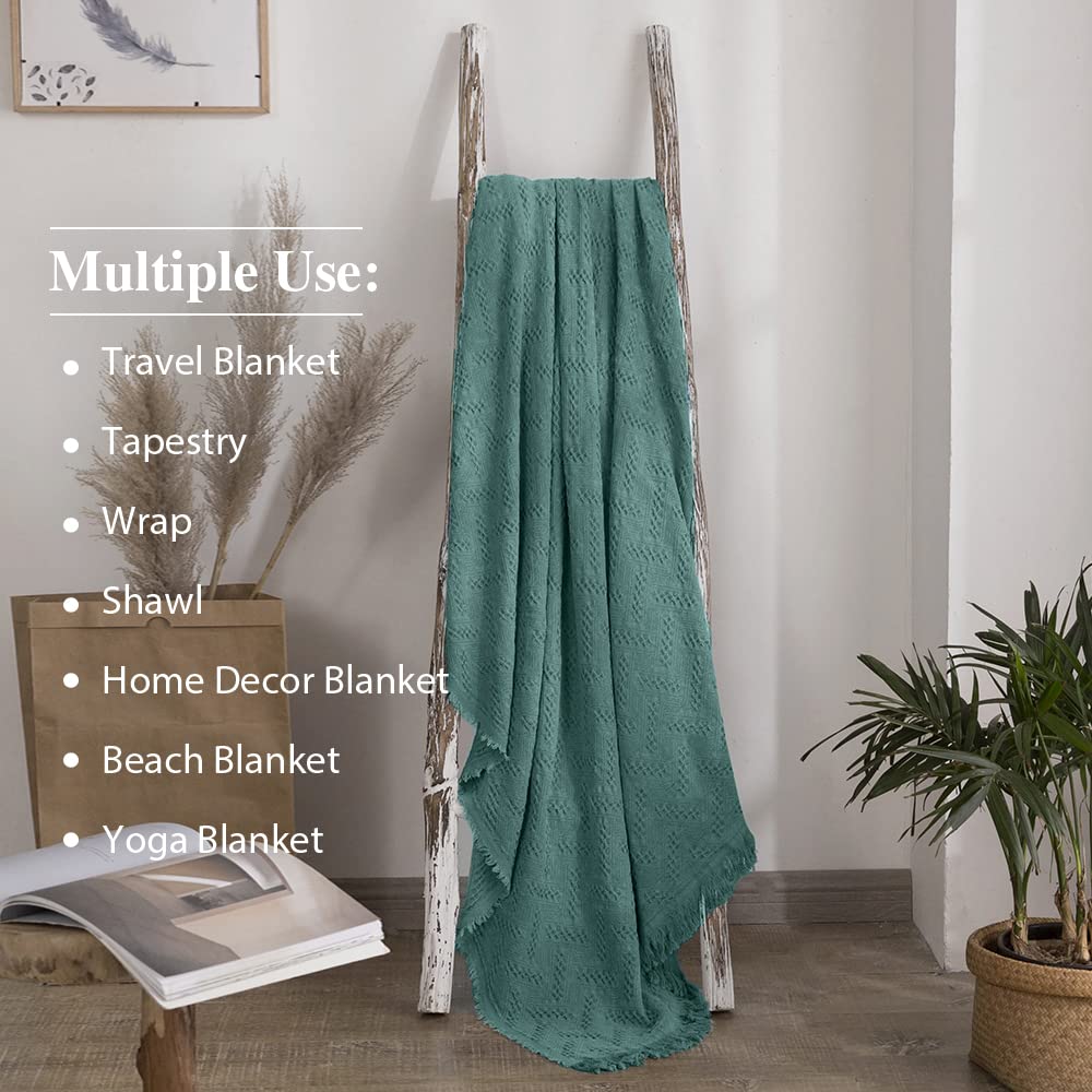 100% Cotton Throw Blanket for Bed, Couch