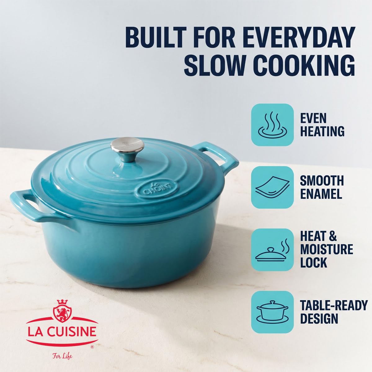 Enameled Cast Iron Dutch Oven Casserole Pot with Lid Internal Matt Black Enamel Coating for baking bread 2.1 QT 7.8"