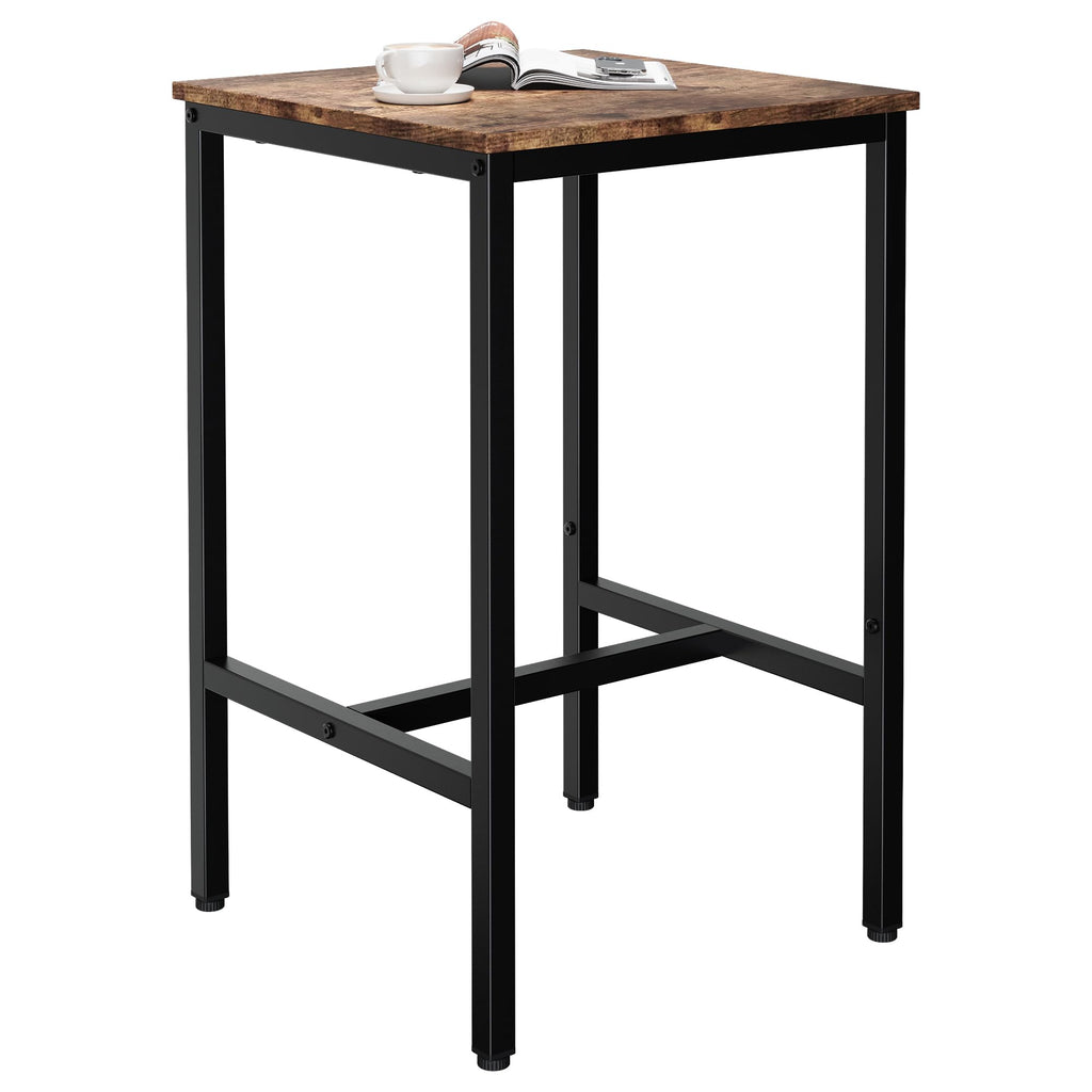 Square Bar Table, High Top Table - Industrial Metal Frame for Small Spaces & Narrow Kitchens, 23.6x23.6x36.9 in