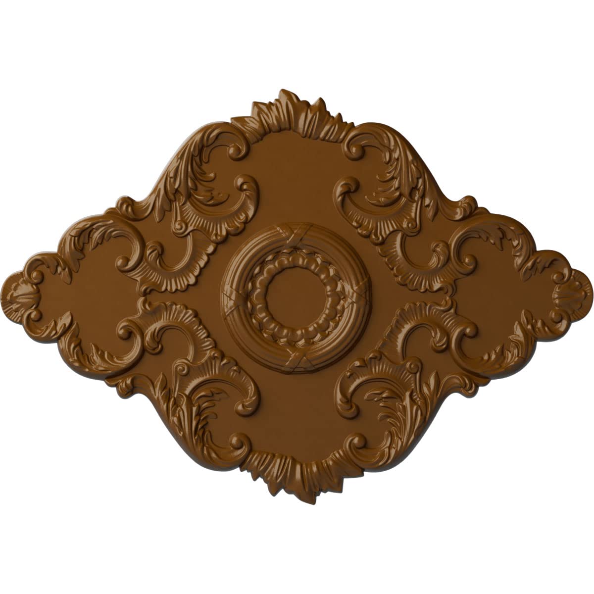 Hand-Painted Smokey Topaz 37" W x 26" H x 1 3/8" P Piedmont Ceiling Medallion