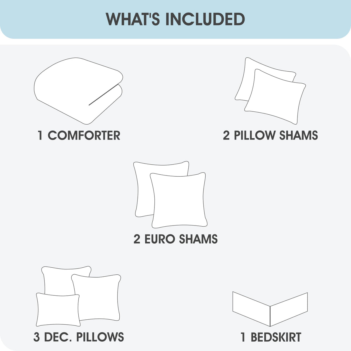 9 Piece Comforter Set, Sage Jacquard Damask, Bed in a Bag, All Seasons Bedding with Shams, Euro Shams, Bed Skirt