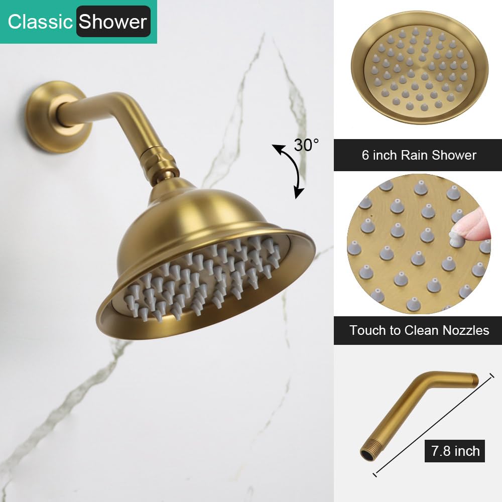 Dual Rain Shower Head System with Handheld Antique Faucet Set
