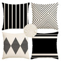 Outdoor Pillow Covers Waterproof, 24x24 inch Black and Beige Boho Set of 4