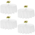 4 Pack Round Tablecloth 90 Inch White Polyester Washable Decorative Fabric Table Covers for Wedding Dining Table