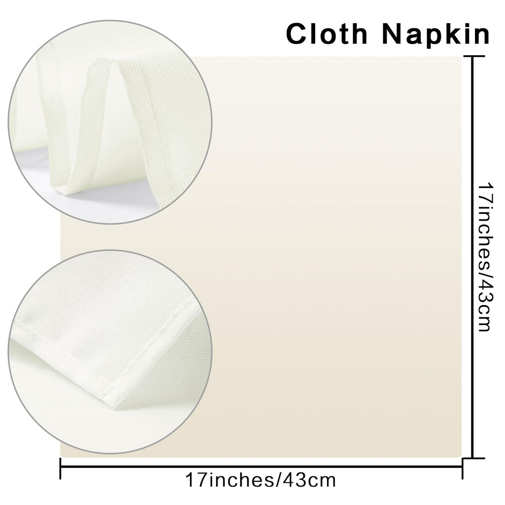 Cloth Napkins Set of 120, 17x17 inches Dinner Napkins Cloth Washable, Polyester Square Table Cloth Napkin Bulk with