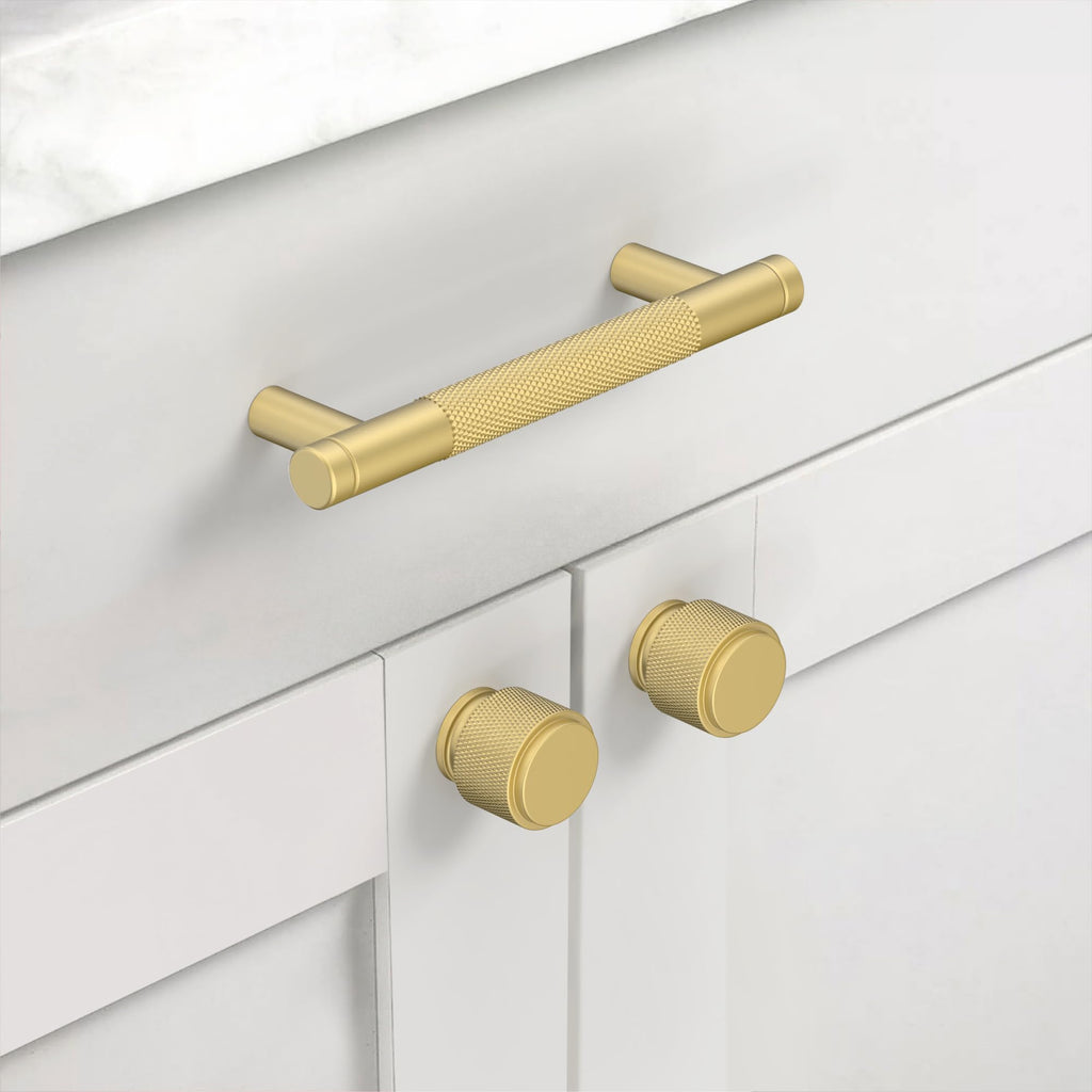 6 Pack Brushed Gold Cabinet Knobs Heavy-Duty Solid Kitchen Cabinet Pulls Gold Dresser Drawer Hardware for Cupboard