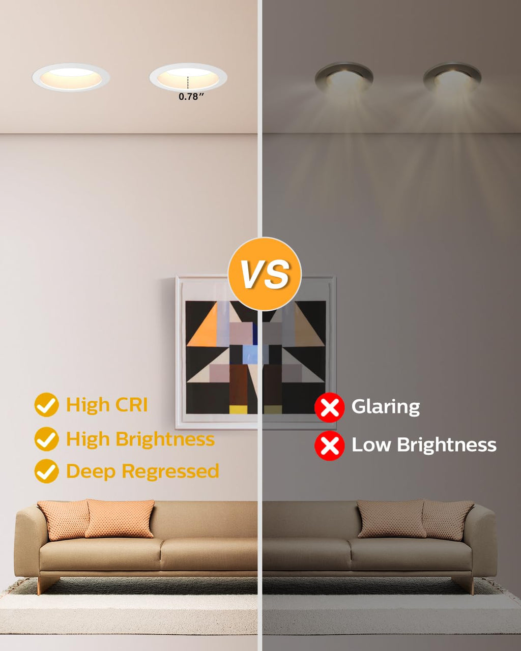 12 Pack 4 Inch Anti-Glare LED Downlight, Dimmable Ceiling Light,Round