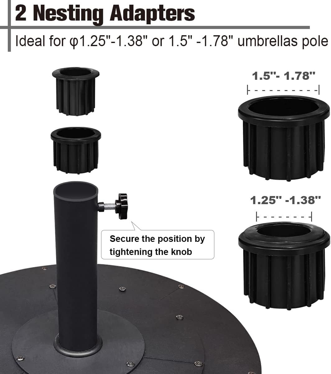 21 Inches Heavy Duty Metal Outdoor Patio Umbrella Base Stand Holder for 1-¼" or 1-½" Umbrella Poles, Black