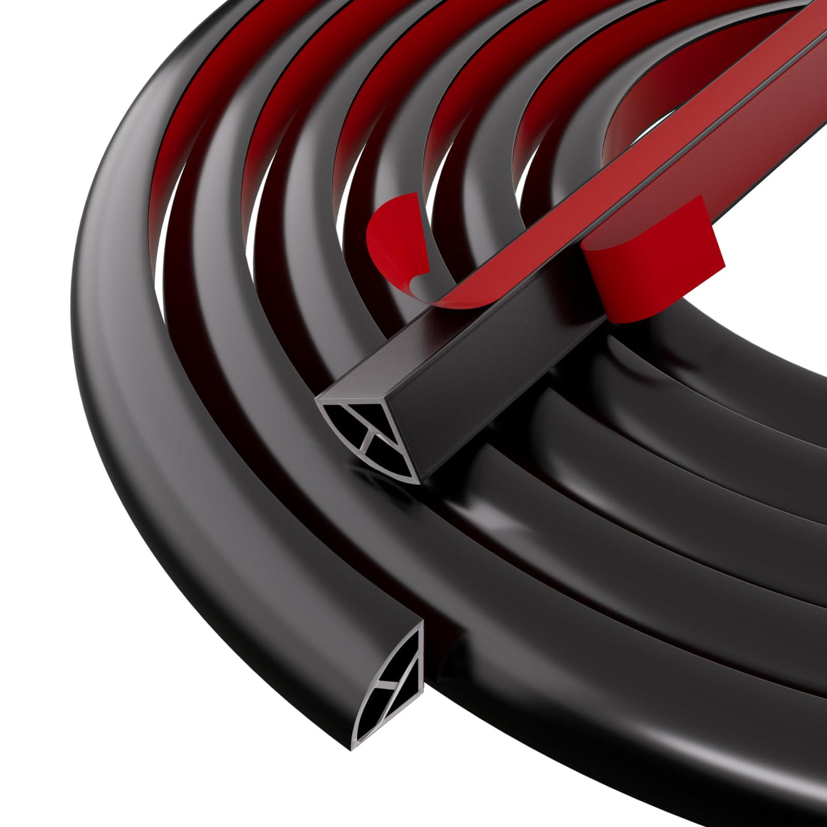 236" Flexible Quarter Round Molding Bendable Peel and Stick Trim,Black