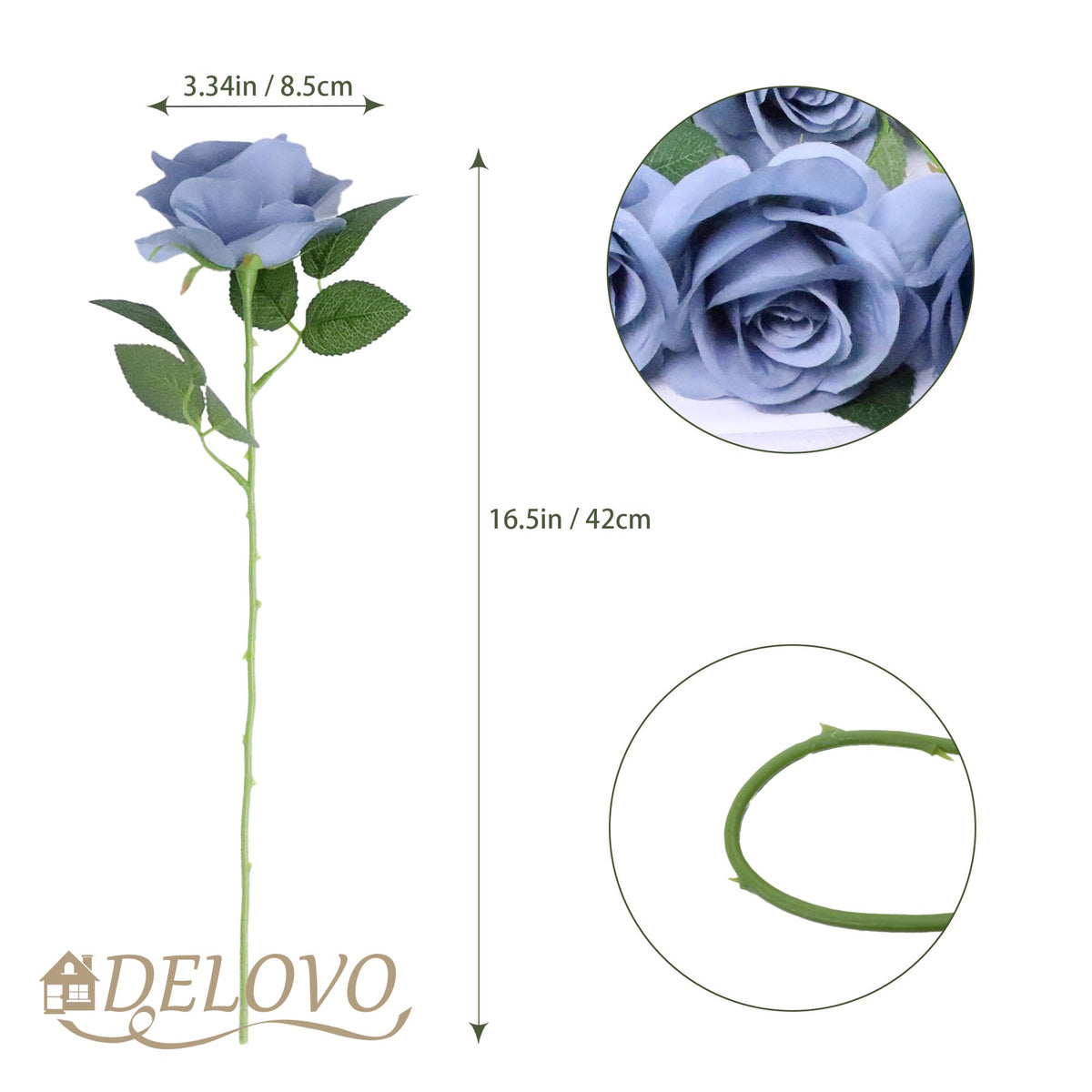 52pcs Dusty Blue Flowers Fake Roses Artificial Flowers Fake Flowers