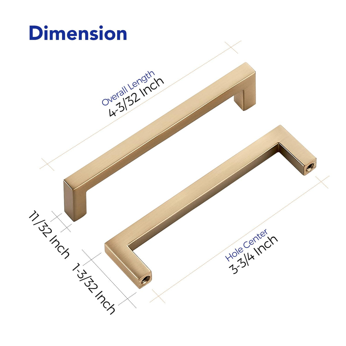 Champagne Bronze Cabinet Handles Drawer Pulls 3-3/4 Inch CC 15 Pack