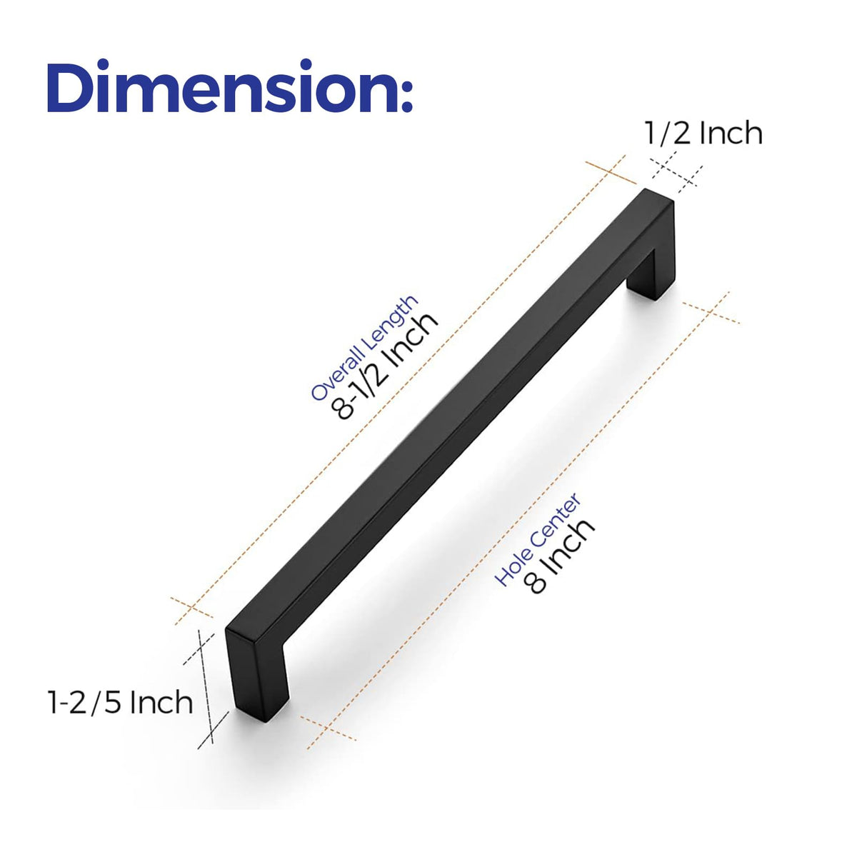 Matte Black Cabinet Handles Square Pulls 8 Inch 14 Pack