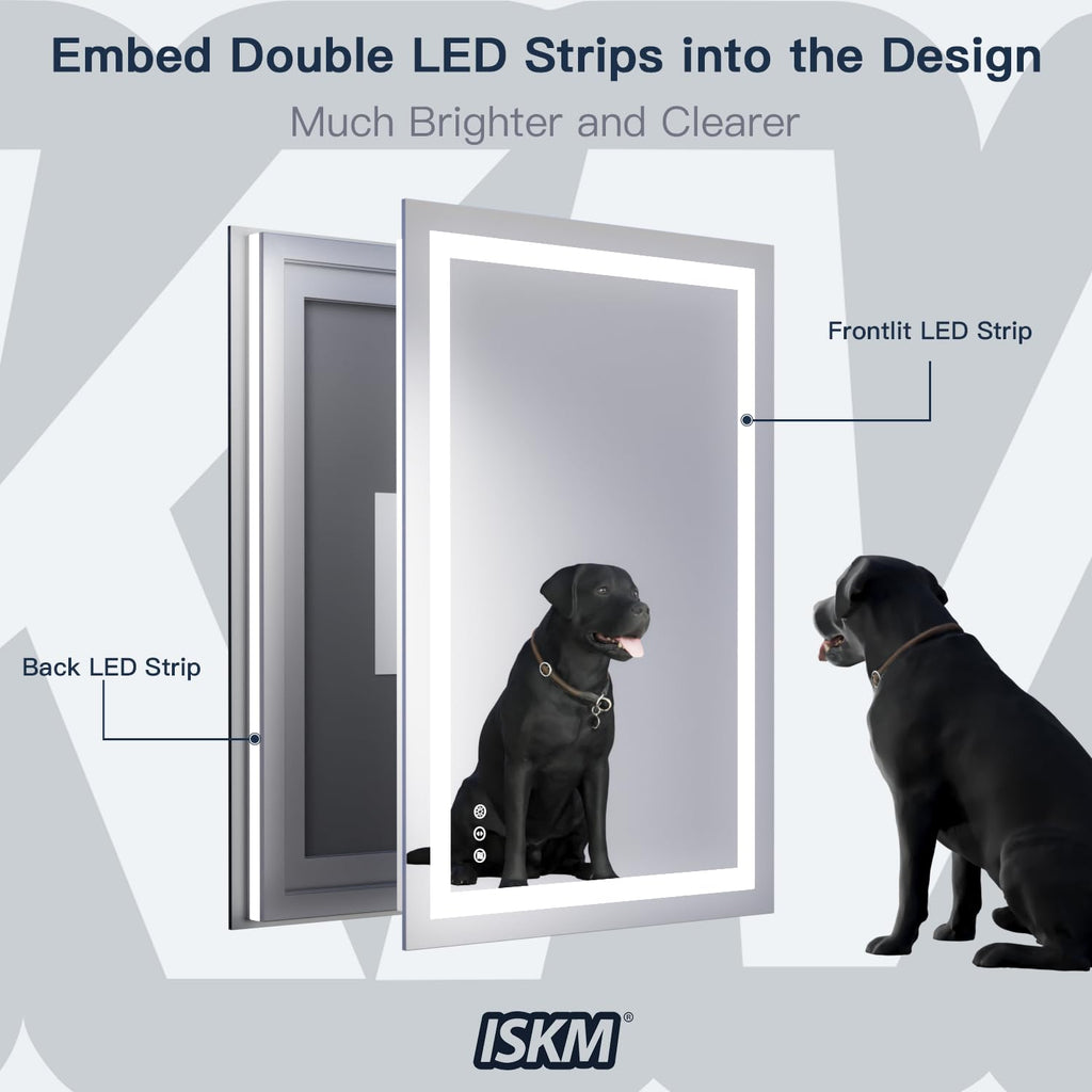 36x28 LED Bathroom Mirror, Wall Mounted Vanity Mirror, Dimmable