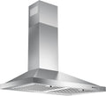 30 Inch Stainless Steel Wall Mount Range Hood 3 Speed Push Button Control, LED Lights, Baffle Filters, Convertible Ducted/Ductless