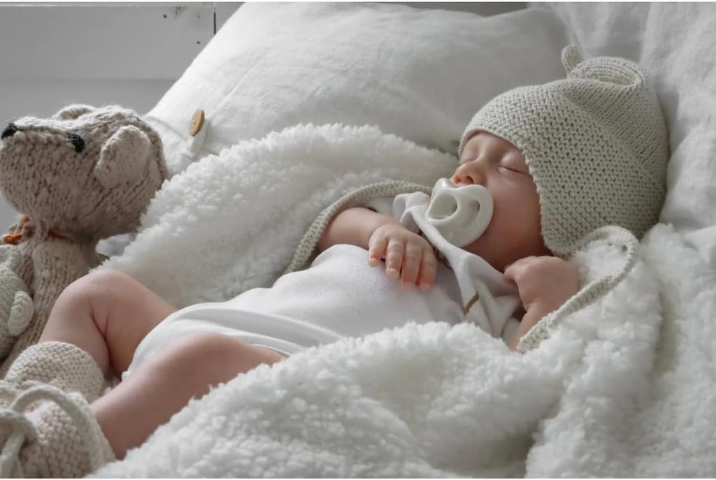 Organic Cotton Baby Bonnet Hat - Hand Knit Classic Heirloom Winter Hat with Ties