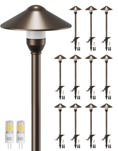 Low Voltage Pathway Lights with G4 3W 3000K Bulbs 12-Pack, ORB Aluminum