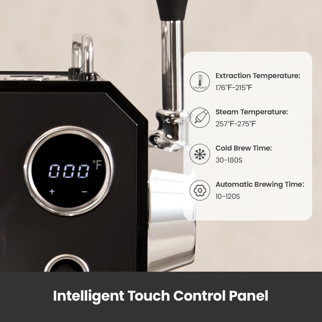 Espresso Machine, Cold & Hot Brew Espresso Maker with Dual PID Temperature Control, Dual Display, 15 Bar Pump