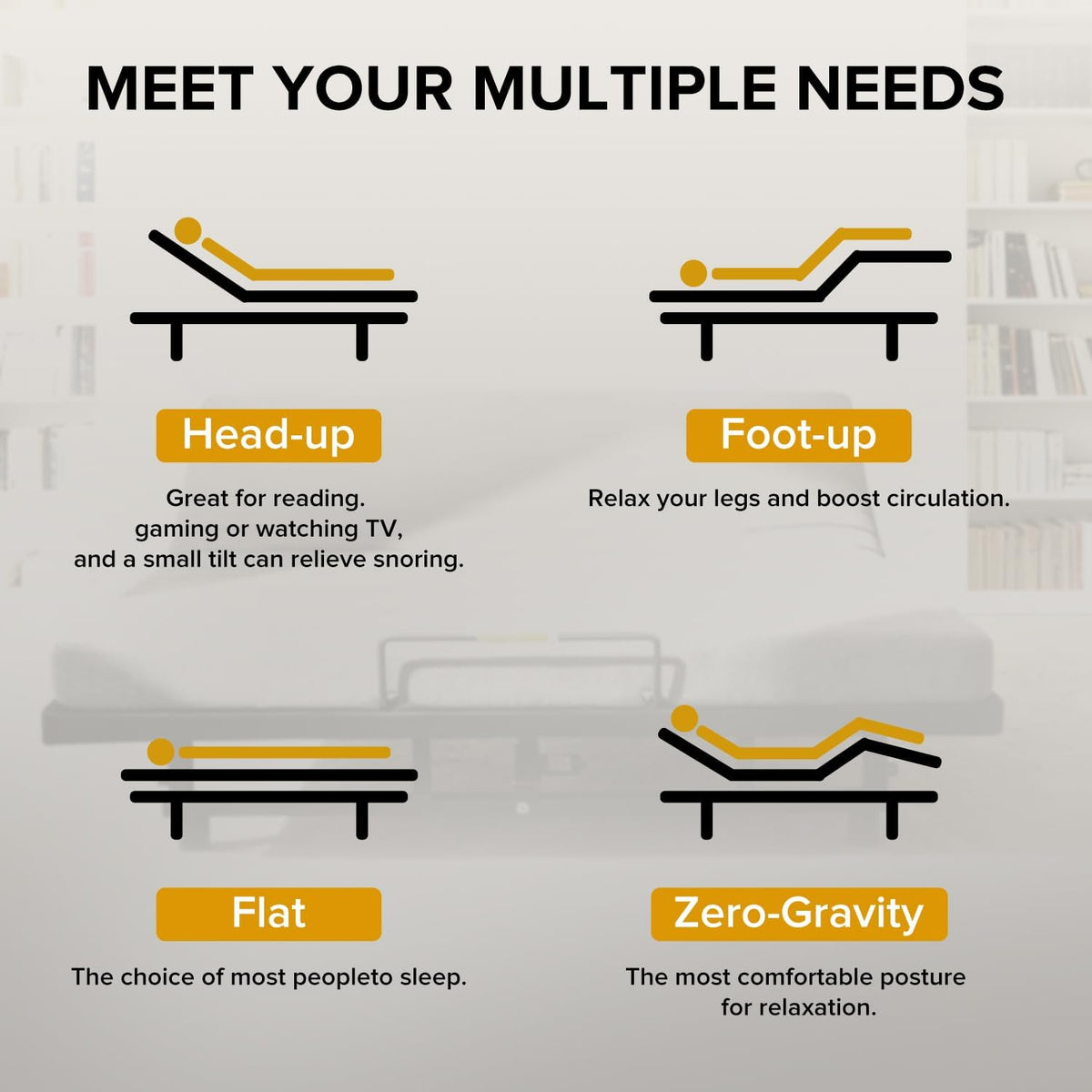 King Adjustable Bed Frame with Zero Gravity, Head and Foot Incline, Electric Bed Base for Back Pain Relief & Elderly