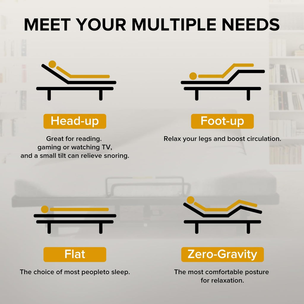 King Adjustable Bed Base with Wireless Remote, USB Ports, Underbed Light