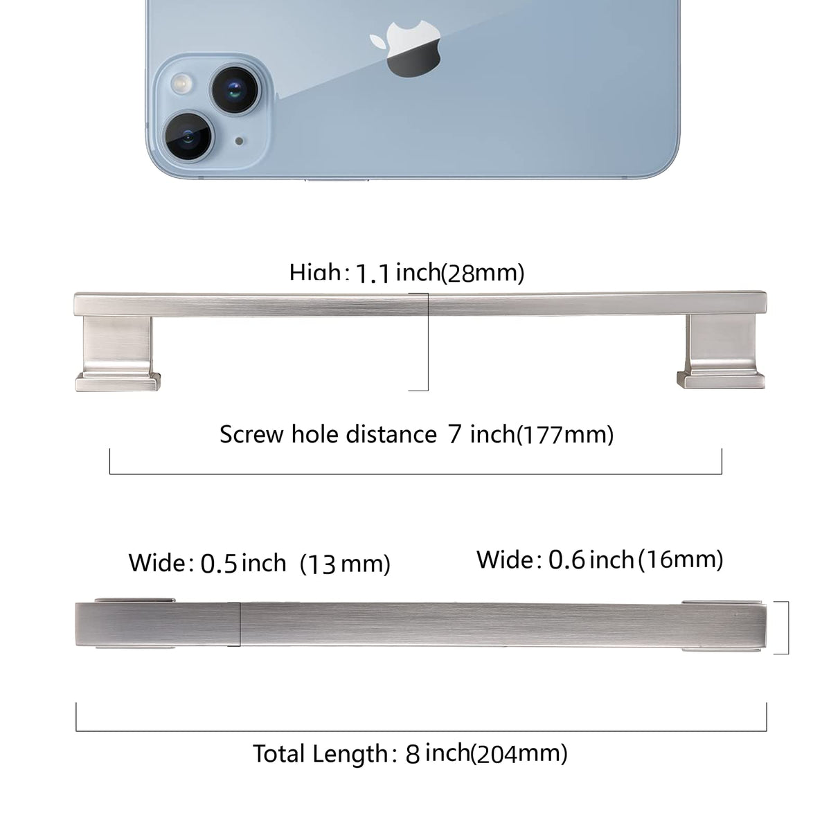 10 Pack 7 Inch(177mm) Brushed Satin Nickel Cabinet Handles Kitchen Cabinet Pulls Cabinet Door Handles Kitchen Cabinet