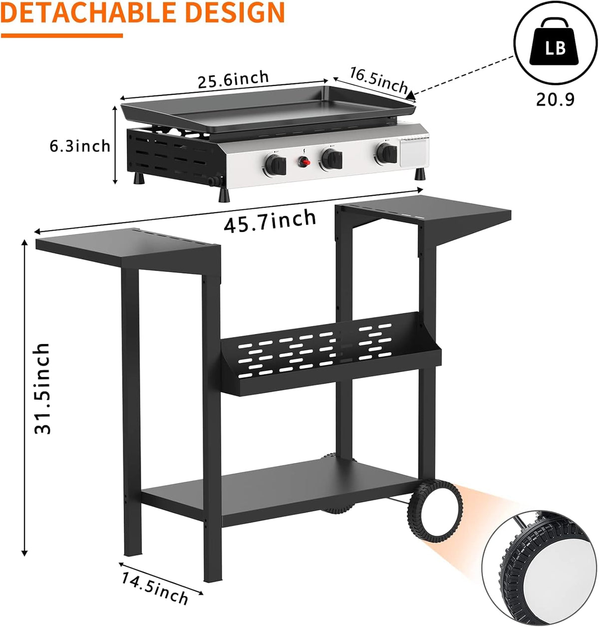 3-Burner Outdoor Propane Gas Griddle, 30,000 BTU Flat Top Grill with Side Shelves for Camping and BBQ