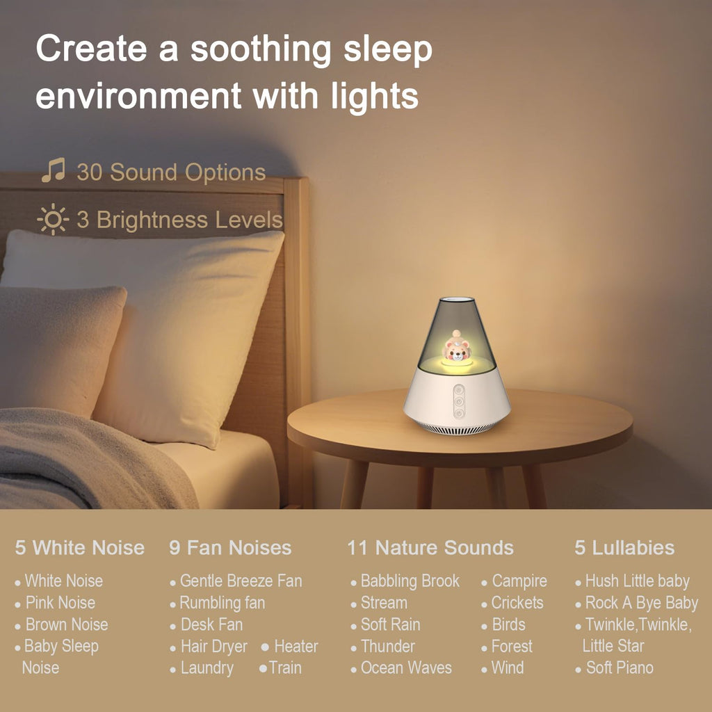 & Kids Sound Machine with Night Light, White Noise Machine for Baby Sleep, 30, 31-Level Volume, 3 Brightness