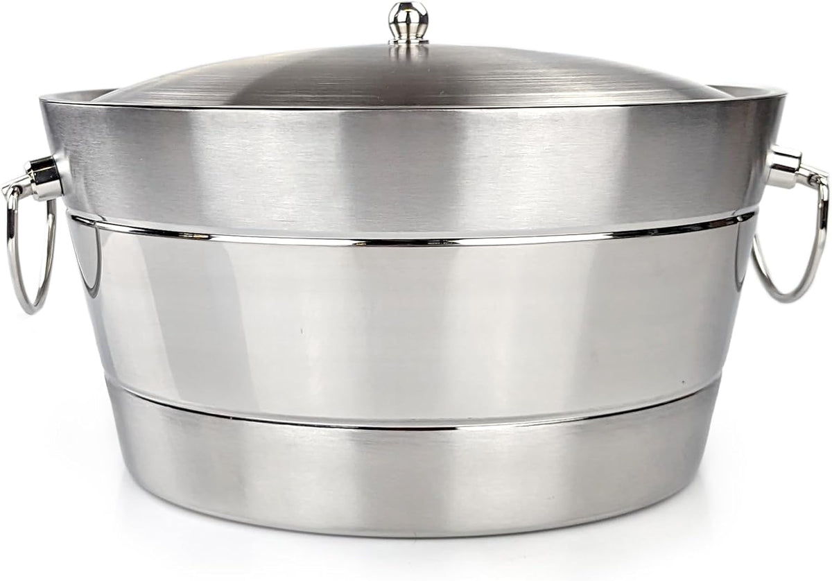 Insulated Stainless Steel Ice Bucket with Lid for Parties, 12Qt Brushed