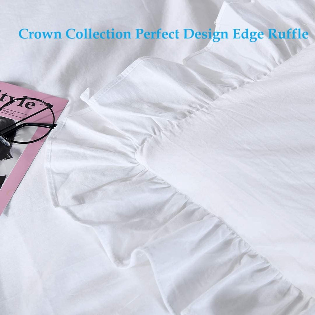 1000-TC Hypoallergenic Ultra Soft Design 100% Egyptian Cotton Ruffle Duvet Cover with Zipper Colser & 2pcs Pillow