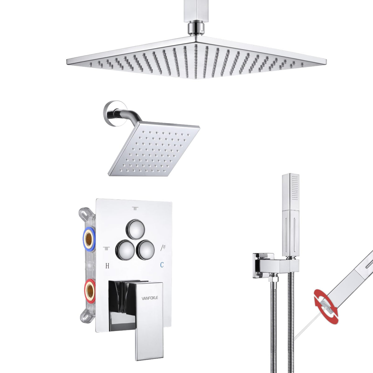 Shower Faucet Set Chrome Modern Shower System