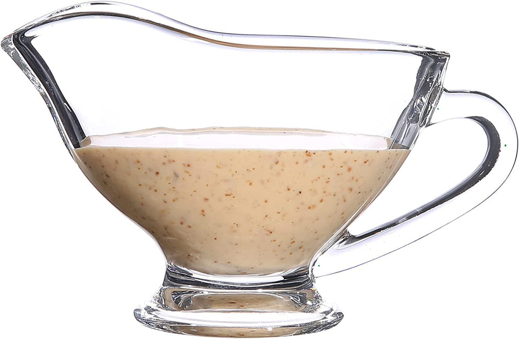 SET OF 2 Glass Gravy Boat - 7 oz with Handle Creamer Pitcher for Dining, Sauces, Salad Dressing Home Decor