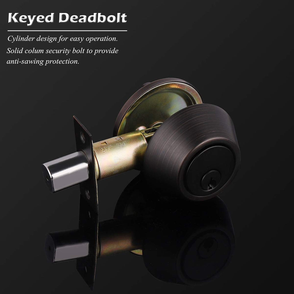 2 Keyed Alike Double Cylinder Deadbolts Door Locks with Same Key Oil Rubbed Bronze Finished